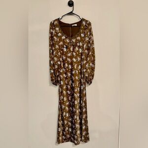 Floral Brown Long Sleeve Dress